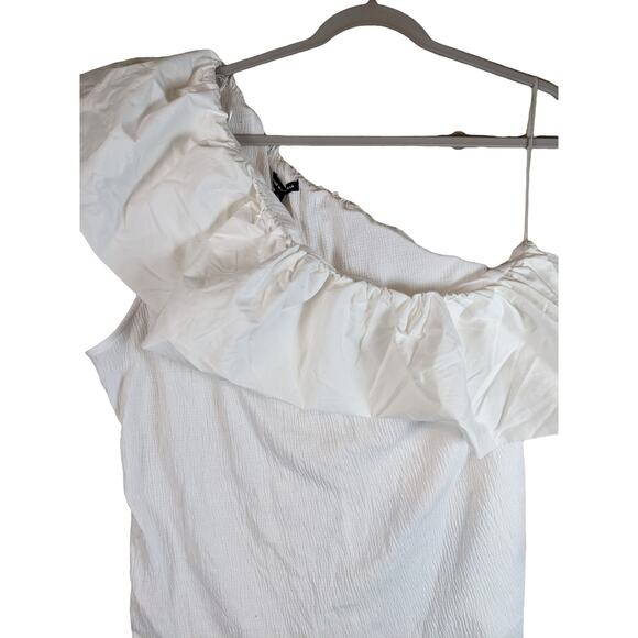 Who What Wear One Shoulder Blouse Ruffle Sleeveless White XXL Casual Pullover - Picture 4 of 9